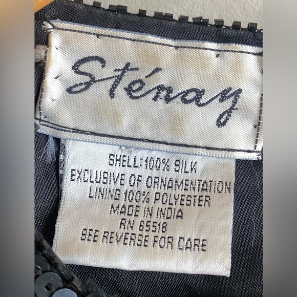 Vintage Stenay 100% Silk Beaded Sequin Long Gown Dress Evening Women’s Size 8 - Picture 10 of 15